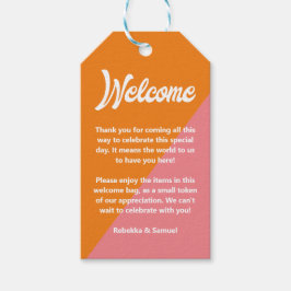 Retro Orange Pink Begrüßungskörbe Bag Hochzeit Geschenkanhänger