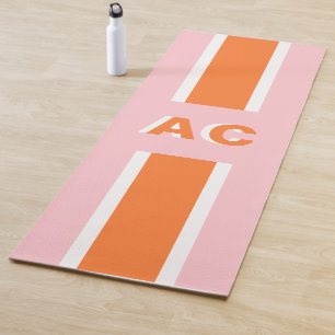 Retro Orange Pink Girl Niedlich Monogramm Yogamatte