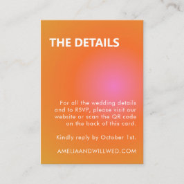 Retro Orange Pink Gradient Hochzeits-QR-Code-RSVP Begleitkarte