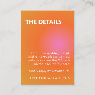 Retro Orange Pink Gradient Hochzeits-QR-Code-RSVP Begleitkarte