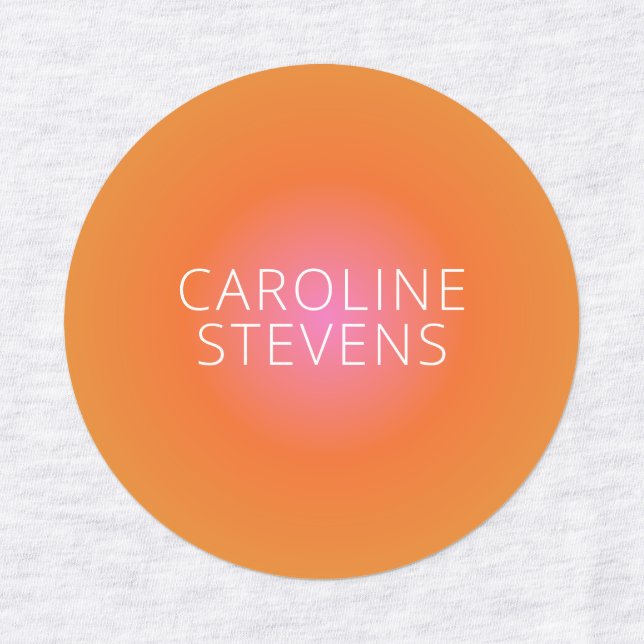 Retro Orange Pink Gradient | Personalisierter Name Etiketten (Design 1)