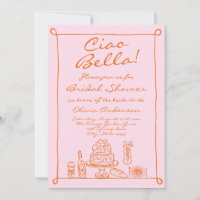 Retro Orange Pink Handgezeichnetes italienisches B