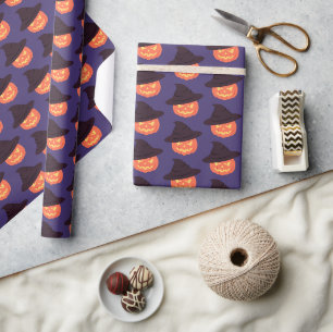 Retro Orange Pumpkin Happy Halloween Geschenkpapier