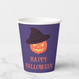 Retro Orange Pumpkin Happy Halloween Paper Cups Pappbecher
