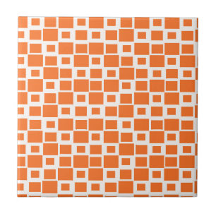 Retro Orange Quadrate Muster Fliese