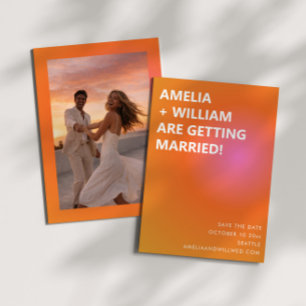 Retro Orange Rosa Fetter Farbverlauf Foto Hochzeit Save The Date