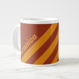 Retro Orange Rost Drei Streifen mit Namen Jumbo-Tasse