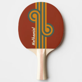 Retro Orange Rost Schleife mit Namen Tischtennis Schläger