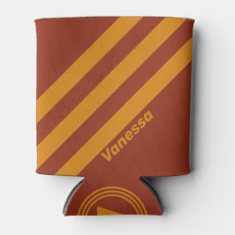 Retro Orange Roste Drei Streifen mit Namen Dosenkühler