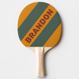 Retro Orange roste fette Streifen mit Namen Tischtennis Schläger