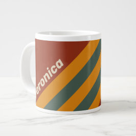 Retro Orange-Roststreifen mit Namen Jumbo-Tasse
