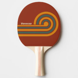 Retro Orange-Roststreifen mit Namen Tischtennis Schläger
