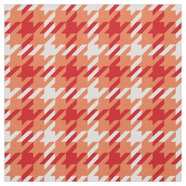 Retro orange-rotes Houndstooth-Karo-Muster Stoff (Muster)