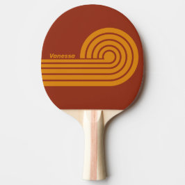Retro Orange Rust Dual Curl Streifen mit Namen Tischtennis Schläger
