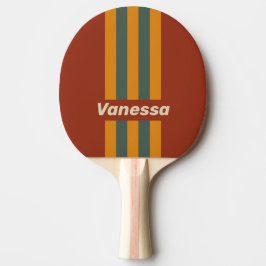Retro Orange Rust Pin Stripes with Name Tischtennis Schläger