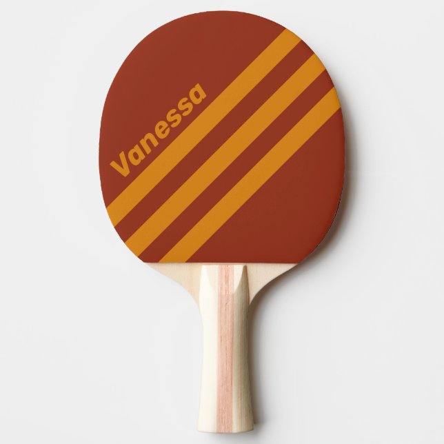 Retro Orange Rust Three Angled Striping with Name Tischtennis Schläger (Vorderseite)