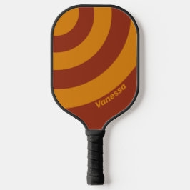 Retro Orange Rust Three Circle Strike mit Name Pickleball Schläger