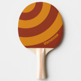 Retro Orange Rust Three Circle Stripe with Name Tischtennis Schläger