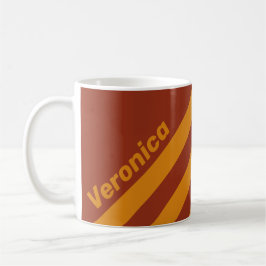 Retro Orange Rust Three Stripes with Name Kaffeetasse