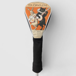 Retro Orange Schwarze Katze Weißes Kaninchen Banjo Golf Headcover