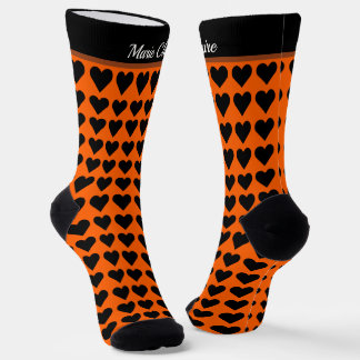 Retro Orange Schwarze Kleine Herzen Benutzername  Socken