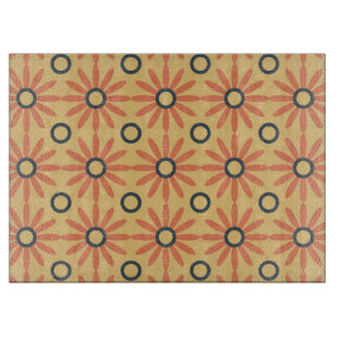 Retro Orange & Schwarzes Süßes Abstraktes Blumenmu Schneidebrett