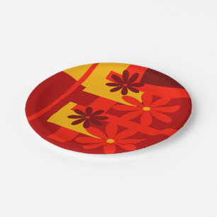 Retro orange Siebzigerjahre Pappteller