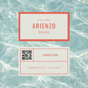 Retro Orange Social Media Business Card QR Code Visitenkarte