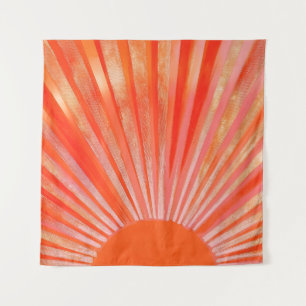 Retro Orange Sonnenuntergangs-Illustration Wandteppich