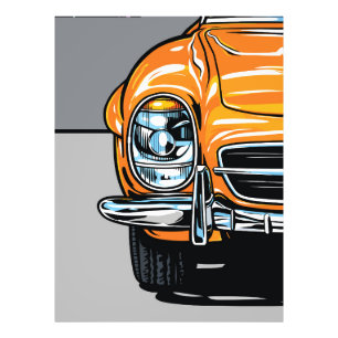 Retro Orange Sportwagen Front Pop-Art-Illustration Fotodruck