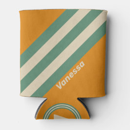 Retro Orange Streifen mit Namen Dosenkühler