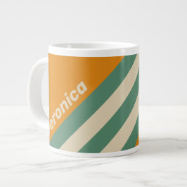 Retro Orange Streifen mit Namen Jumbo-Tasse