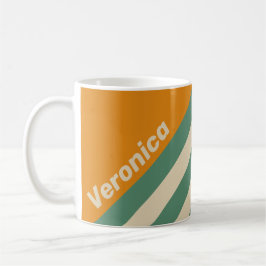 Retro Orange Streifen mit Namen Kaffeetasse