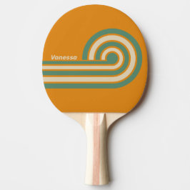 Retro Orange Streifen mit Namen Tischtennis Schläger