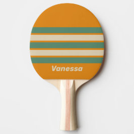 Retro Orange Streifen mit Namen Tischtennis Schläger