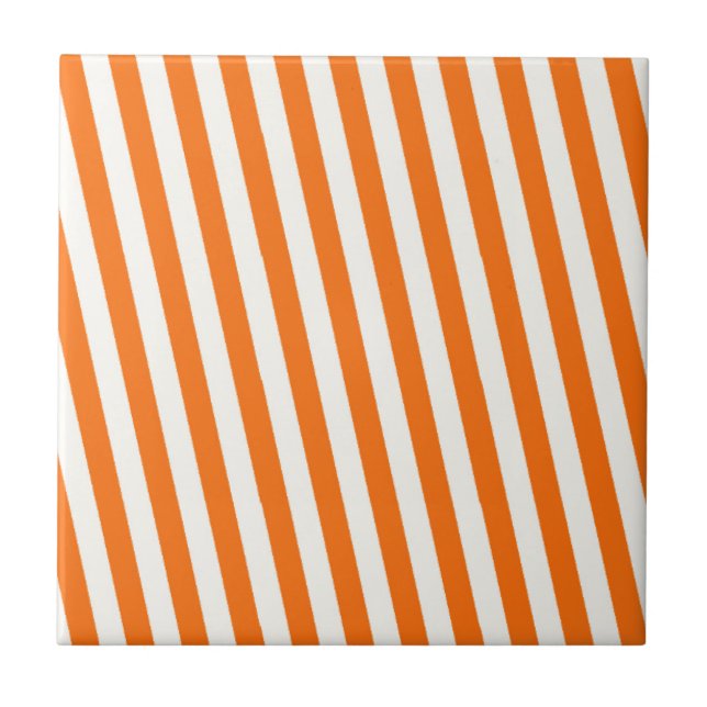 Retro Orange Streifen Muster Fliese (Vorderseite)