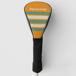 Retro Orange Streifenmuster mit Namen Golf Headcover