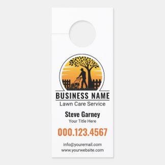 Retro Orange Sunset Gardener Rasenpflege Service Türanhänger