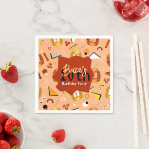 Retro Orange Tamagotchi Geburtstag Serviette