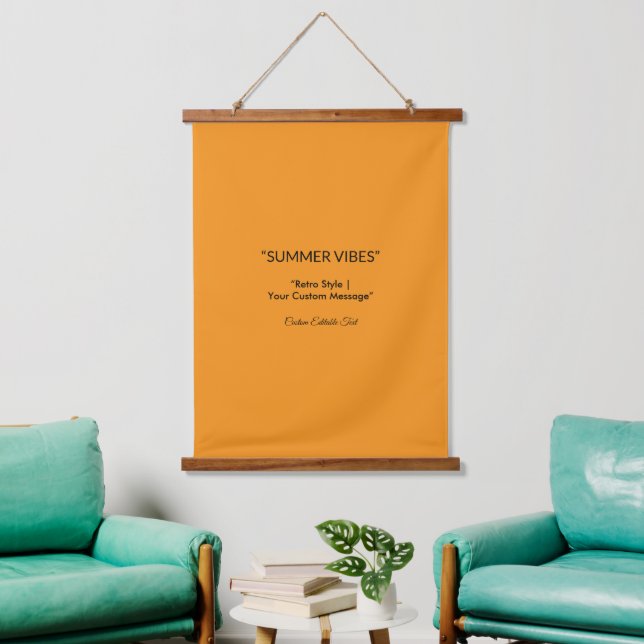Retro Orange Textur – Sommer-Stimmung Kunst Wandteppich Mit Holzrahmen (Wohnzimmer)