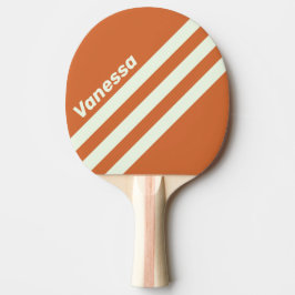 Retro Orange Three Angled Striping with Name Tischtennis Schläger