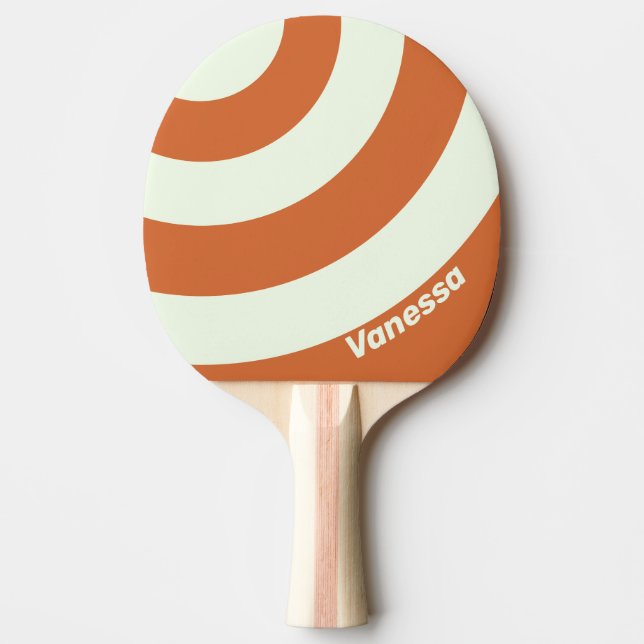 Retro Orange Three Circle Stripe with Name Tischtennis Schläger (Vorderseite)