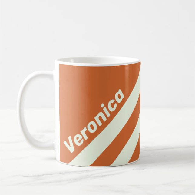 Retro Orange Three Stripes with Name Kaffeetasse (Links)