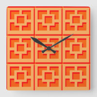 Retro Orange Trellis Acrylwand Uhr