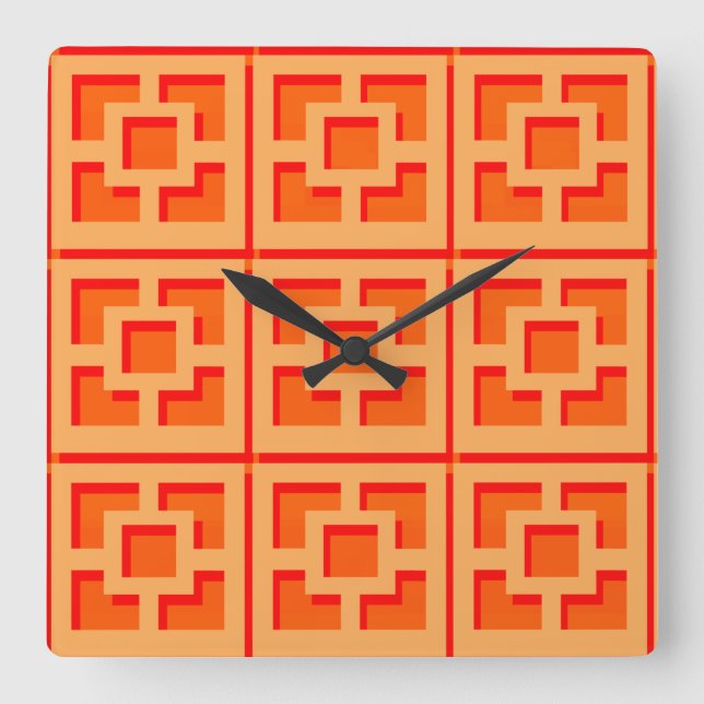 Retro Orange Trellis Acrylwand Uhr (Vorderseite)