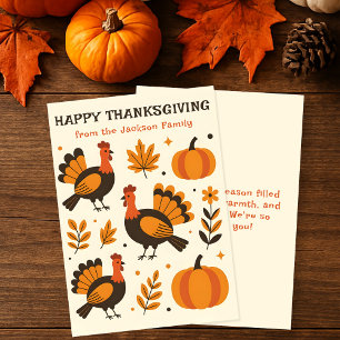 Retro Orange Truthahn Familien Thanksgiving Grüße Karte