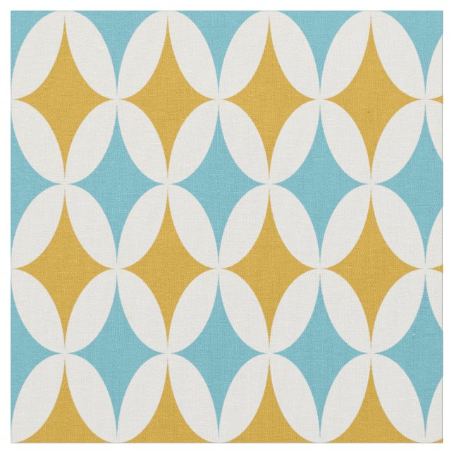 Retro Orange Türkis Blue Diamonds Mitte Jahrhunder Stoff (Nahaufnahme)