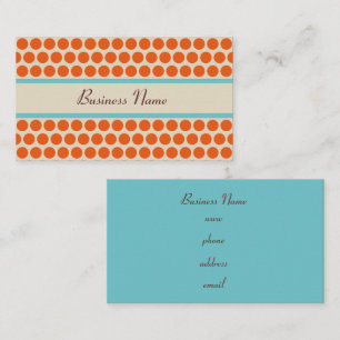 Retro Orange Turquoise Polka Dots Business Cards Visitenkarte