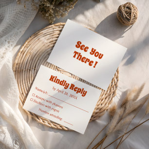 Retro-Orange-Typografie-Hochzeit RSVP Karte