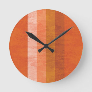 Retro-Orange-Uhr mit Streifen Runde Wanduhr